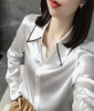  Silk Charmeuse Long Sleeve Silk Button Down Blouse with hand beads