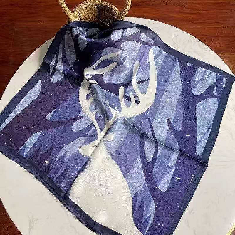 Silk Fashion Small Square Neck Scarves for Black Hair