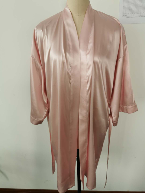 Personalised Long Silk Satin Robes in Pink