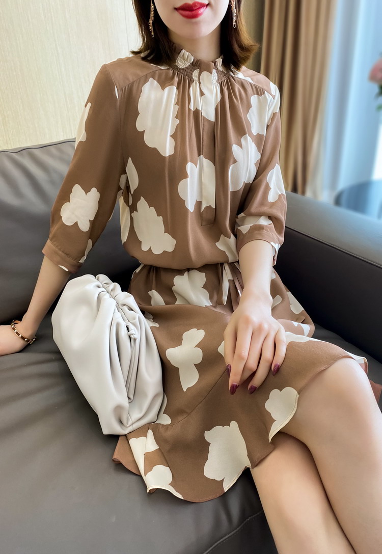 Mulberry Silk Midi Dress with Sleeves