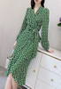 Long Sleeve Silk Wrap Maxi Dress in Red for Woman