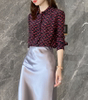 Tailored Long Sleeve Button Up Red Silk Shirt for Women