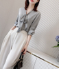 Washable Silk Grey Tie Blouse for woman