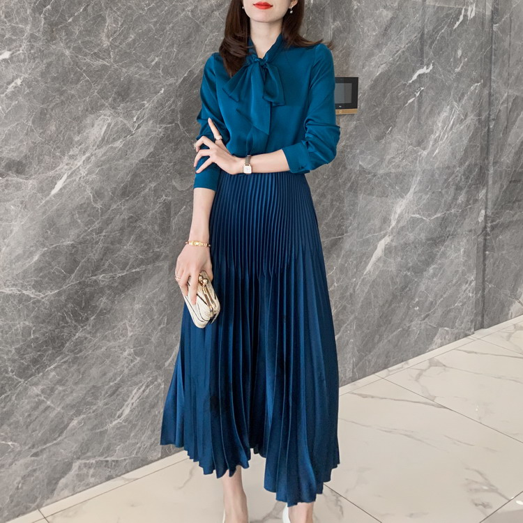 Buy Best Pretty Full Sleeve Silk Shirts in Navy Bluefor Womens