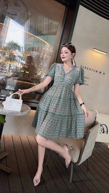 Printed Luxury Nature Silk Dress for Girl 