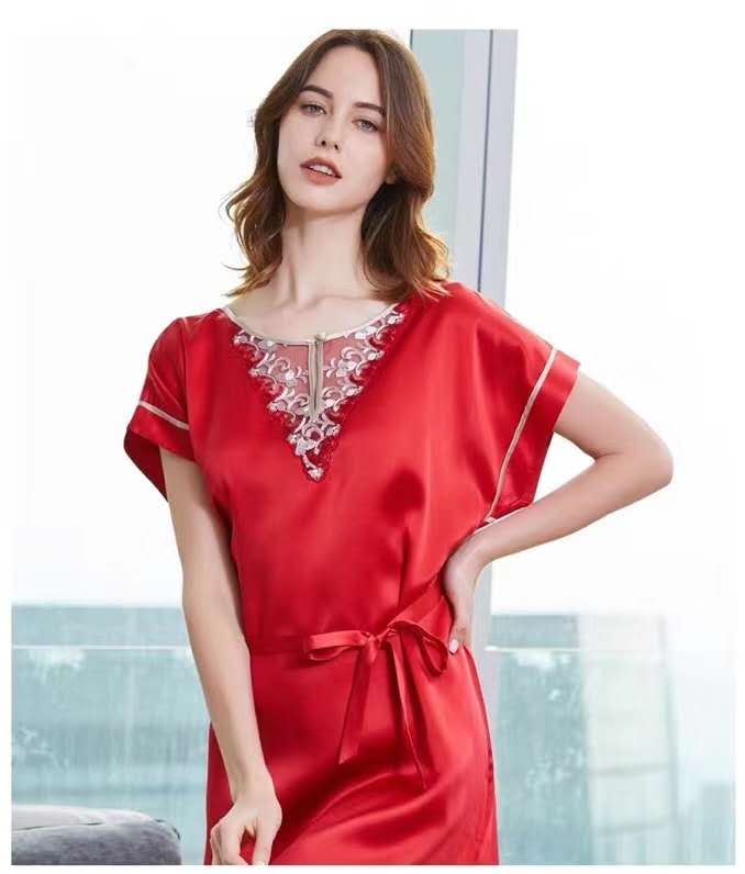 Red Silk And Lace Nightdress Uk for Women