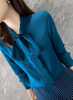 Buy Best Pretty Full Sleeve Silk Shirts in Navy Bluefor Womens