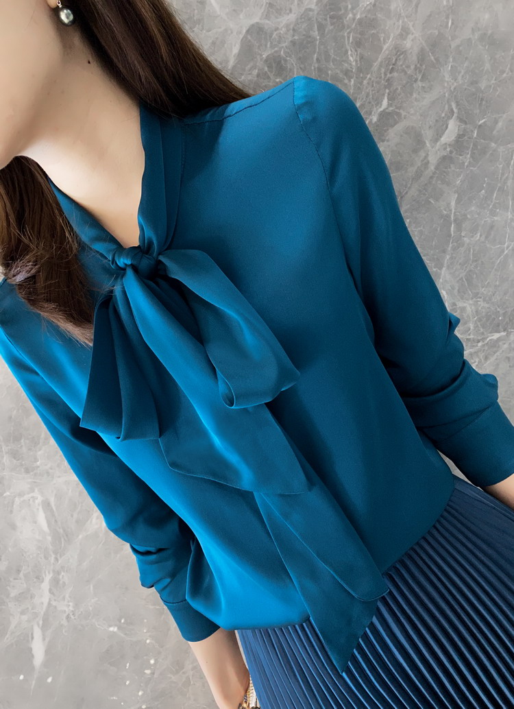 Buy Best Pretty Full Sleeve Silk Shirts in Navy Bluefor Womens