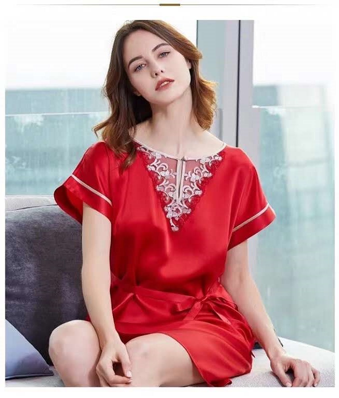 Red Silk And Lace Nightdress Uk for Women